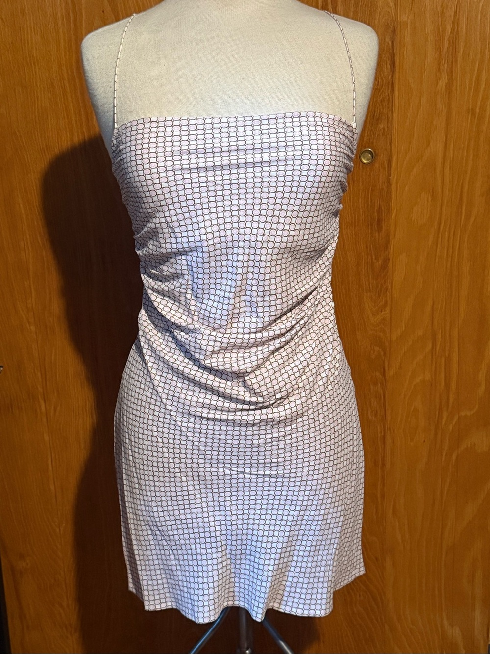 Faithfull the Brand Strapless Mini Dress in Light Pink Geometric